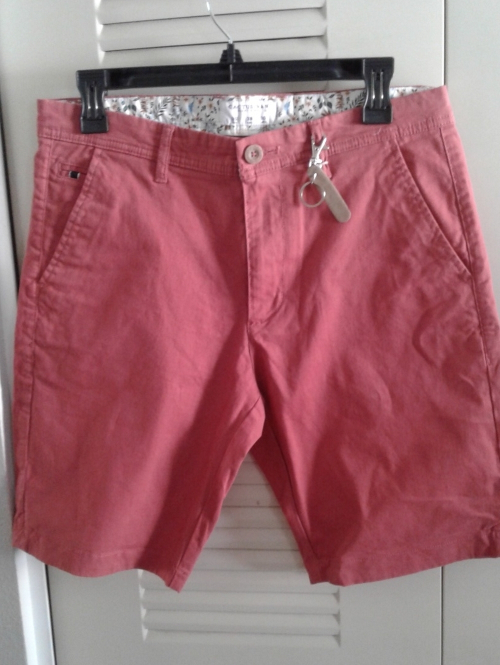 Men's Coral Flat-Front Shorts by Unknown Brand